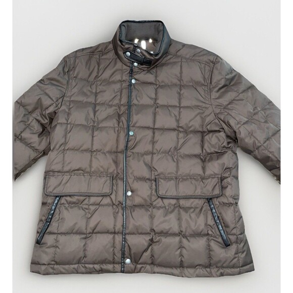 Cole Haan Signature Men’s XXL Quilted Jacket Brown Snap Zip Belted Collar Coat - Picture 5 of 13